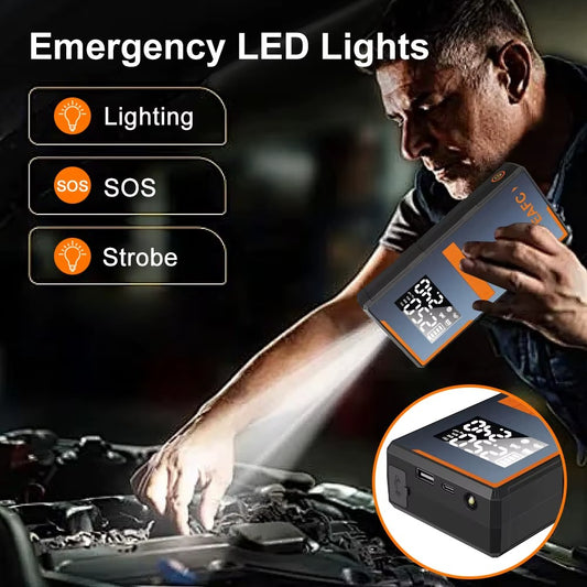 4-in-1 Portable Car Jump Starter with Air Compressor & Power Bank