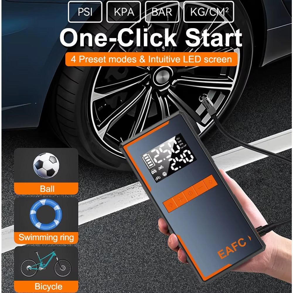 4-in-1 Portable Car Jump Starter with Air Compressor & Power Bank