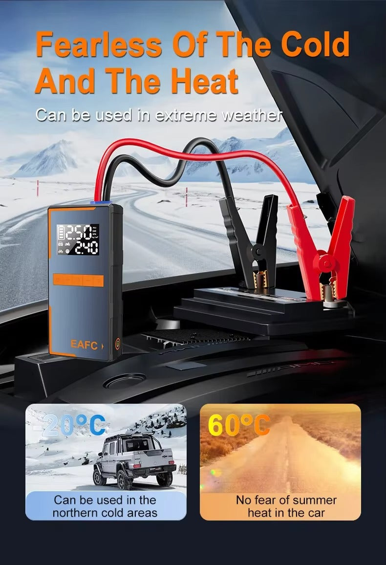 4-in-1 Portable Car Jump Starter with Air Compressor & Power Bank