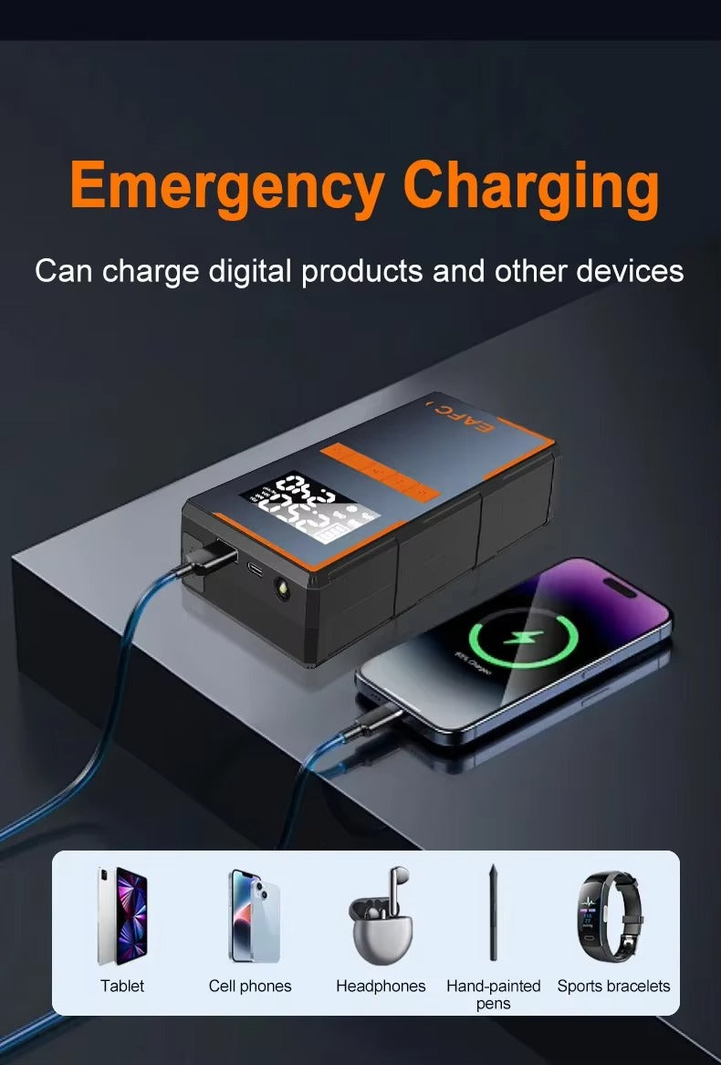 4-in-1 Portable Car Jump Starter with Air Compressor & Power Bank